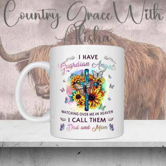 Guardian Angels Dad and Mom 11oz Ceramic Coffee Mug Tea Cup - Picture 1 of 1